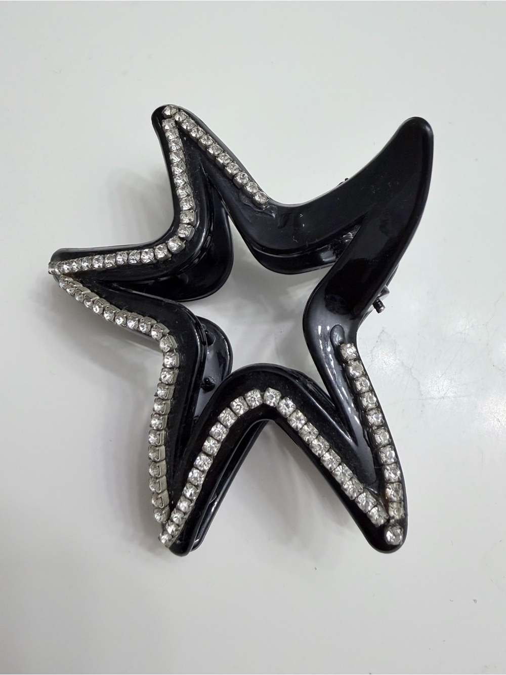 Black Star Rhinestone Large Hair Claw Clip